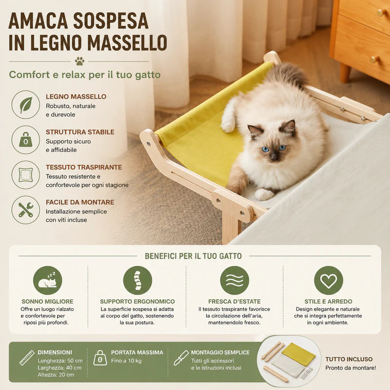 Cuccia Gatto Davanzale Legno
